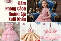 Đầm Phong Cách Hoàng Gia Xuất Khẩu Cho Bé Gái Đẹp, Sang, Độc Đáo