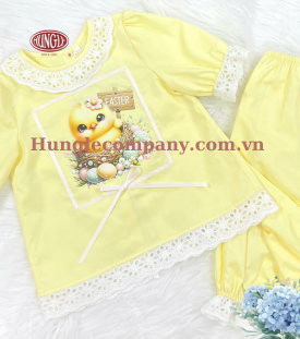 BỘ PIJAMA ÉP HÌNH GÀ CON DỄ THƯƠNG