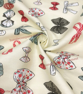 Vải Cotton In Hình Nơ - In SLL Theo Yêu Cầu