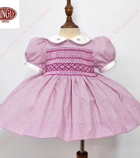 Lilaly tay smocked Đầm với hoa thêu tay