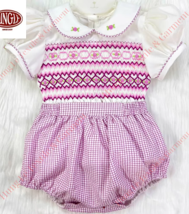 Bộ đồ liền thân trẻ em Lilaly Unisex thêu hoa thủ công, sản xuất bởi Hung Le Garment