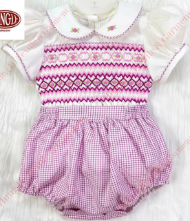 Bộ đồ liền thân trẻ em Lilaly Unisex thêu hoa thủ công, sản xuất bởi Hung Le Garment