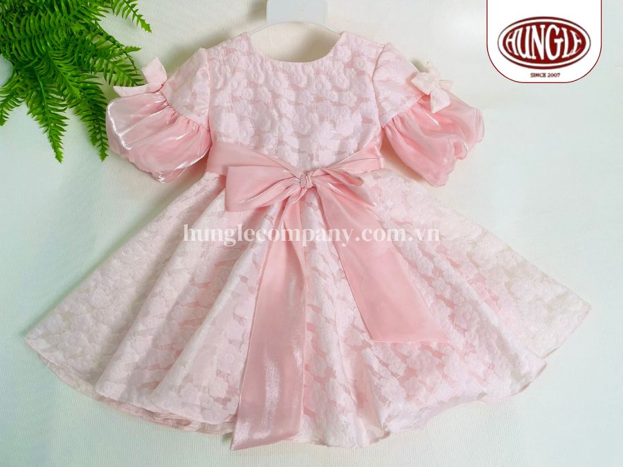 Đầm Tết phổi nơ cho bé gái