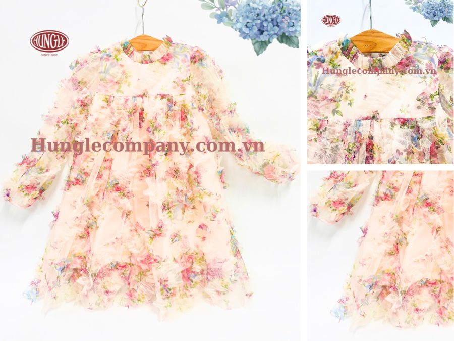 Đầm thời trang bé gái thêu 3D lộng lẫy, độc đáo