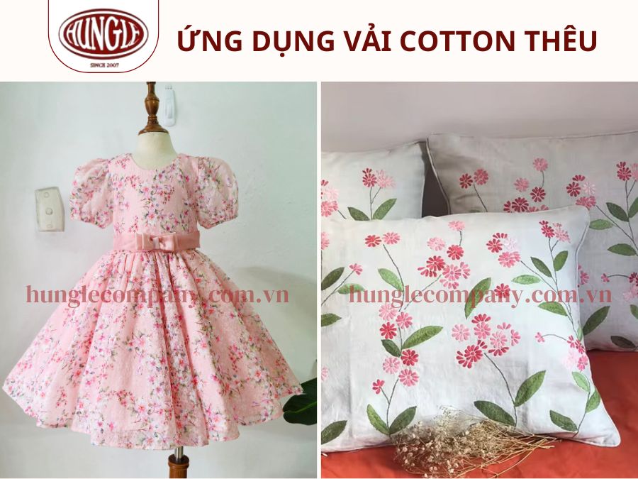 Vải cotton thêu được ững dụng trong nhiều lĩnh vực