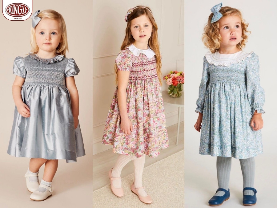 Váy smock xuất khẩu luôn là một trong những mẫu váy được các mẹ ưa chuộng hàng đầu 